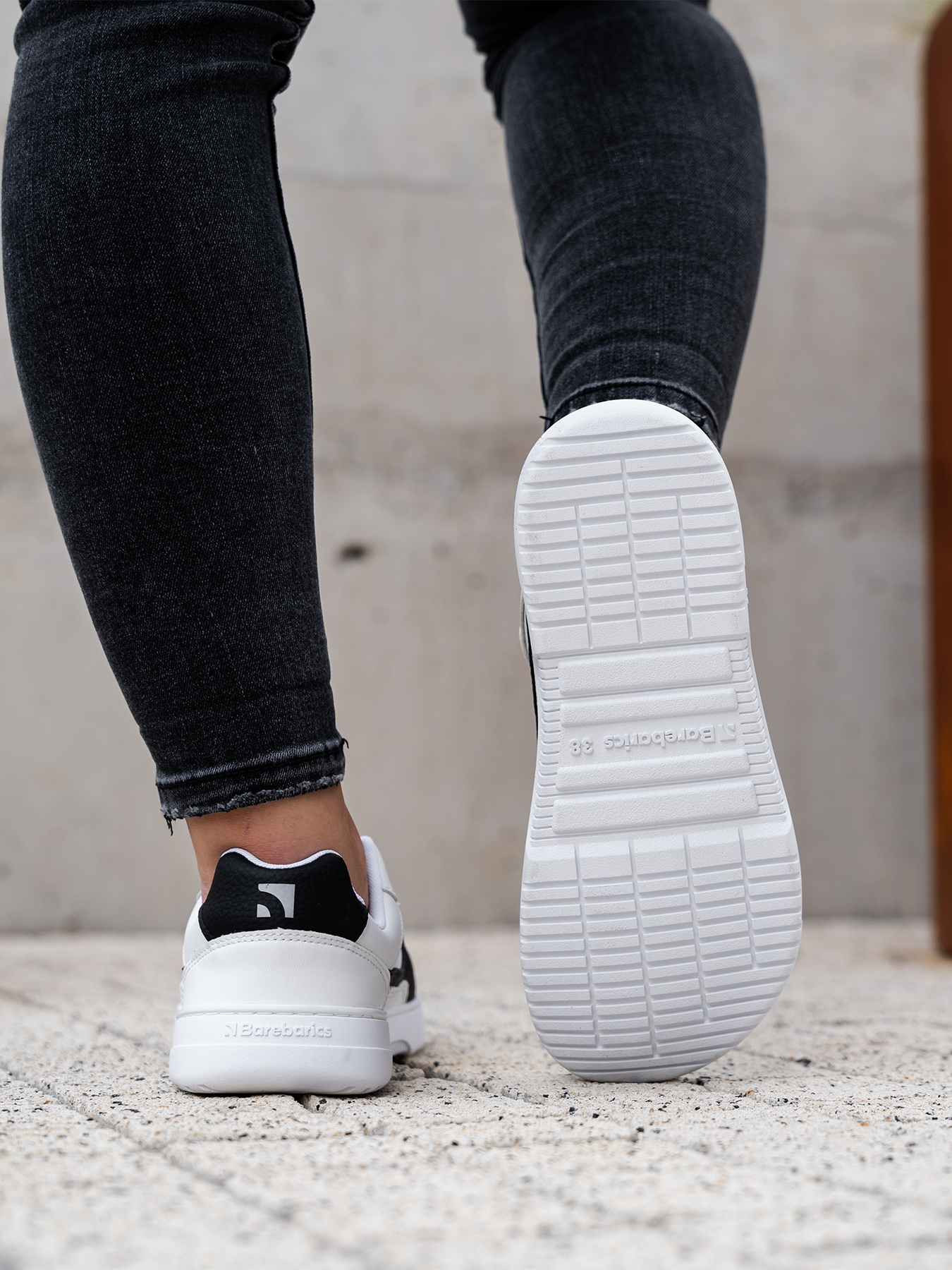 Barebarics Zing Barefoot Sneakers - White & Black Leather Minimalist Shoes for Women & Men | Perfect for Running, Walking & Gym Workouts