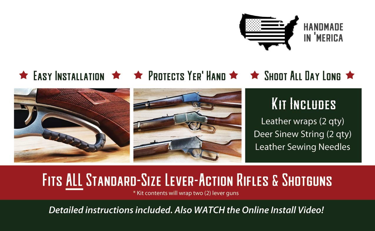 Premium Handmade Leather Lever Wrap for Lever Action Rifles & Shotguns - Durable Grip Protector for Hunting, Shooting & Outdoor Adventures