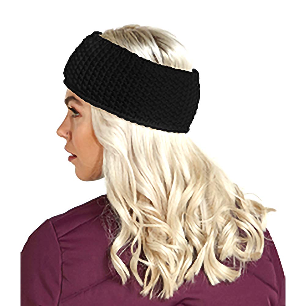 Unisex Winter Waffle Knit Headband for Skiing & Snowboarding - One Size Fits All - Black - Stay Warm on Slopes & Outdoor Adventures