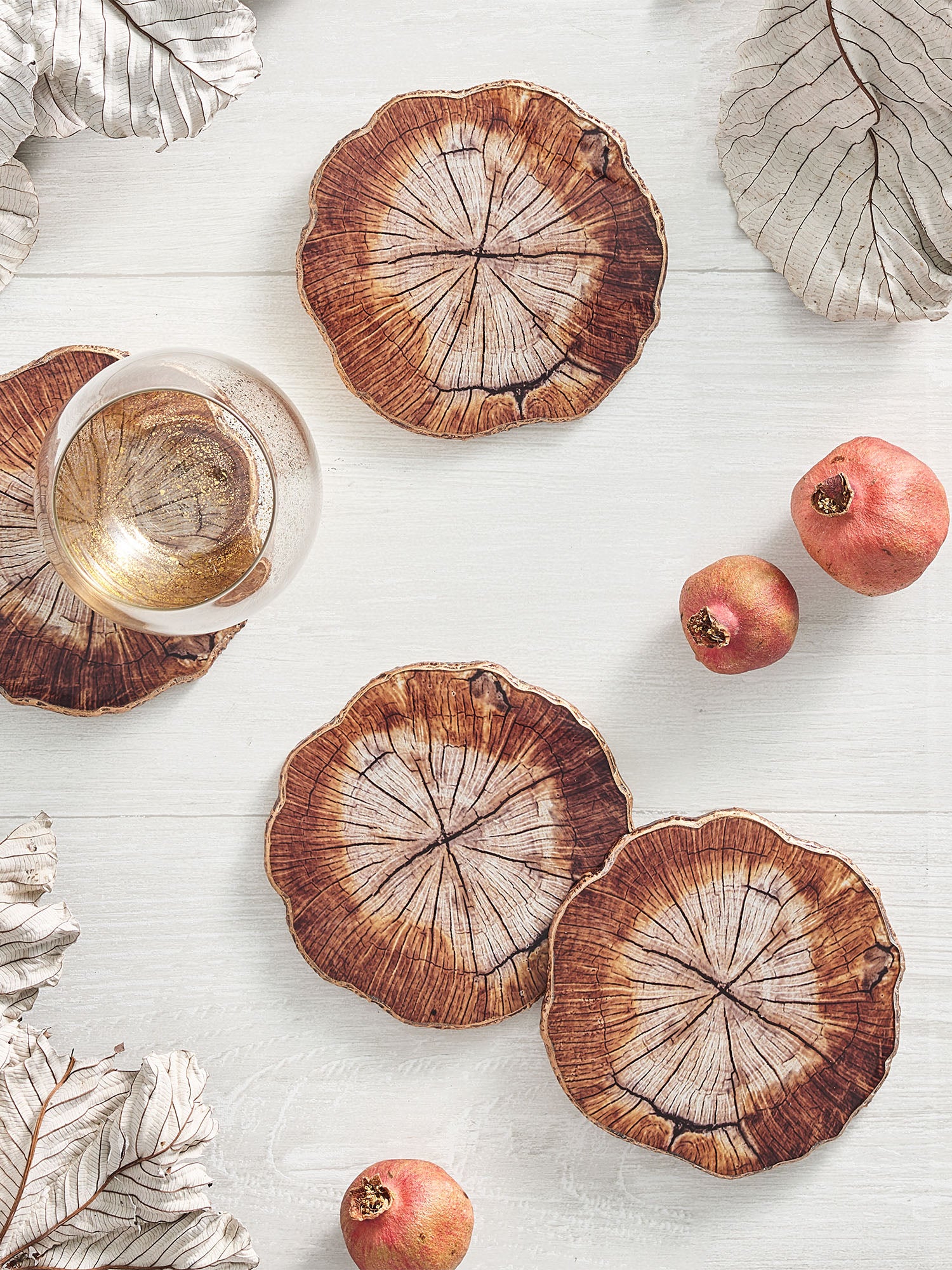 Natural Cedar Wood Coasters Set of 4 - Rustic Round Drink Coasters for Hot & Cold Beverages - Perfect for Home Bar, Coffee Table, and Outdoor Entertaining