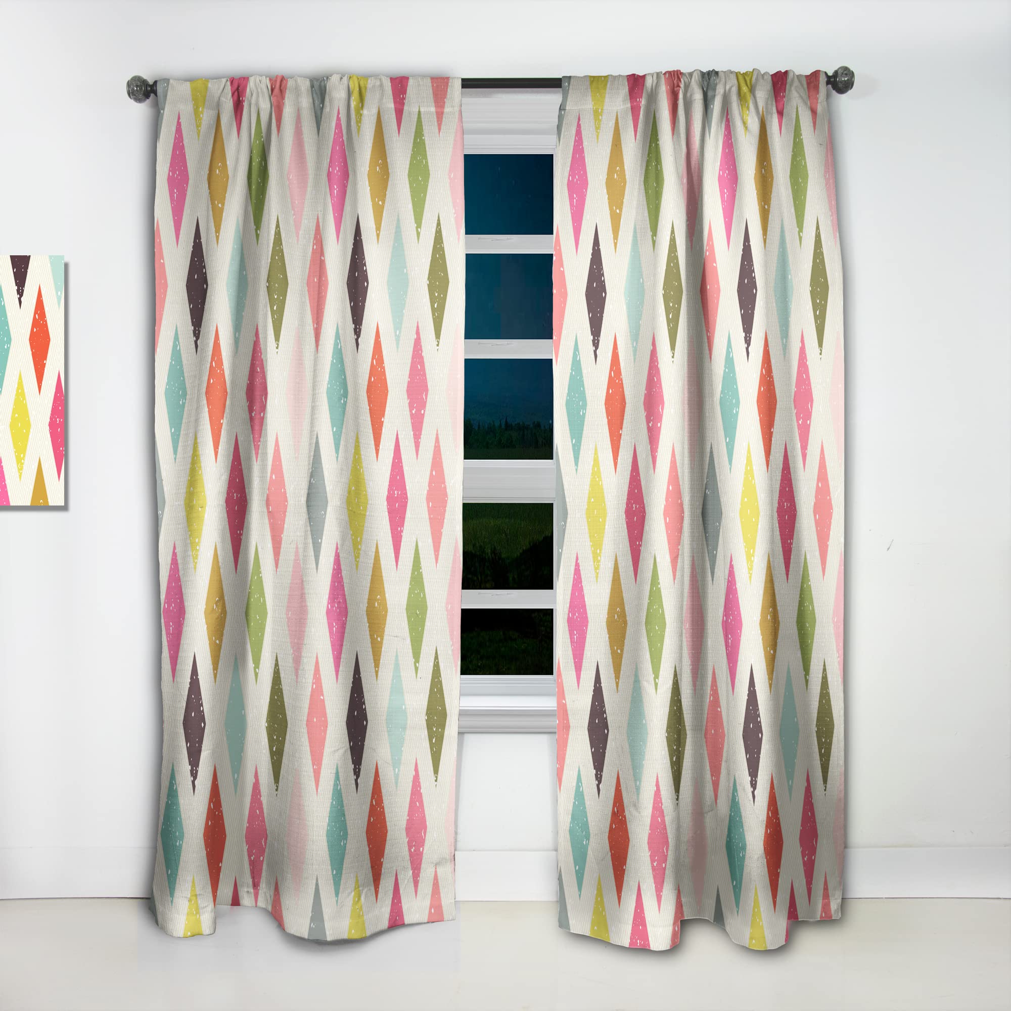 DesignQ Diamond Retro III Thermal Insulated Curtains - Single Panel 52x108 - Blackout Drapes for Bedroom & Living Room - Perfect for Energy Efficiency & Light Control