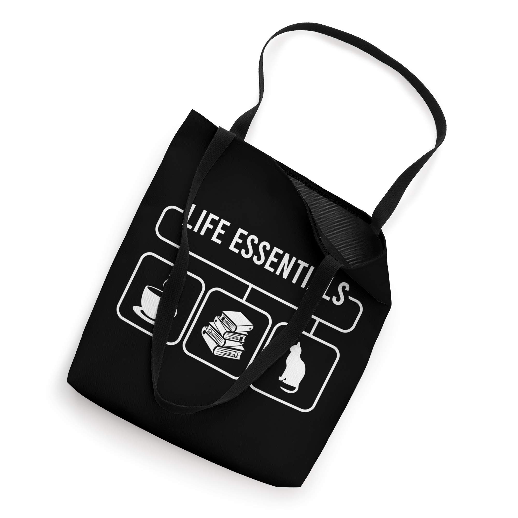 Funny Cat Coffee Lover Tote Bag - Cute Bookish Design for Cat Owners | Perfect for Grocery Shopping, Bookstore Trips & Coffee Dates