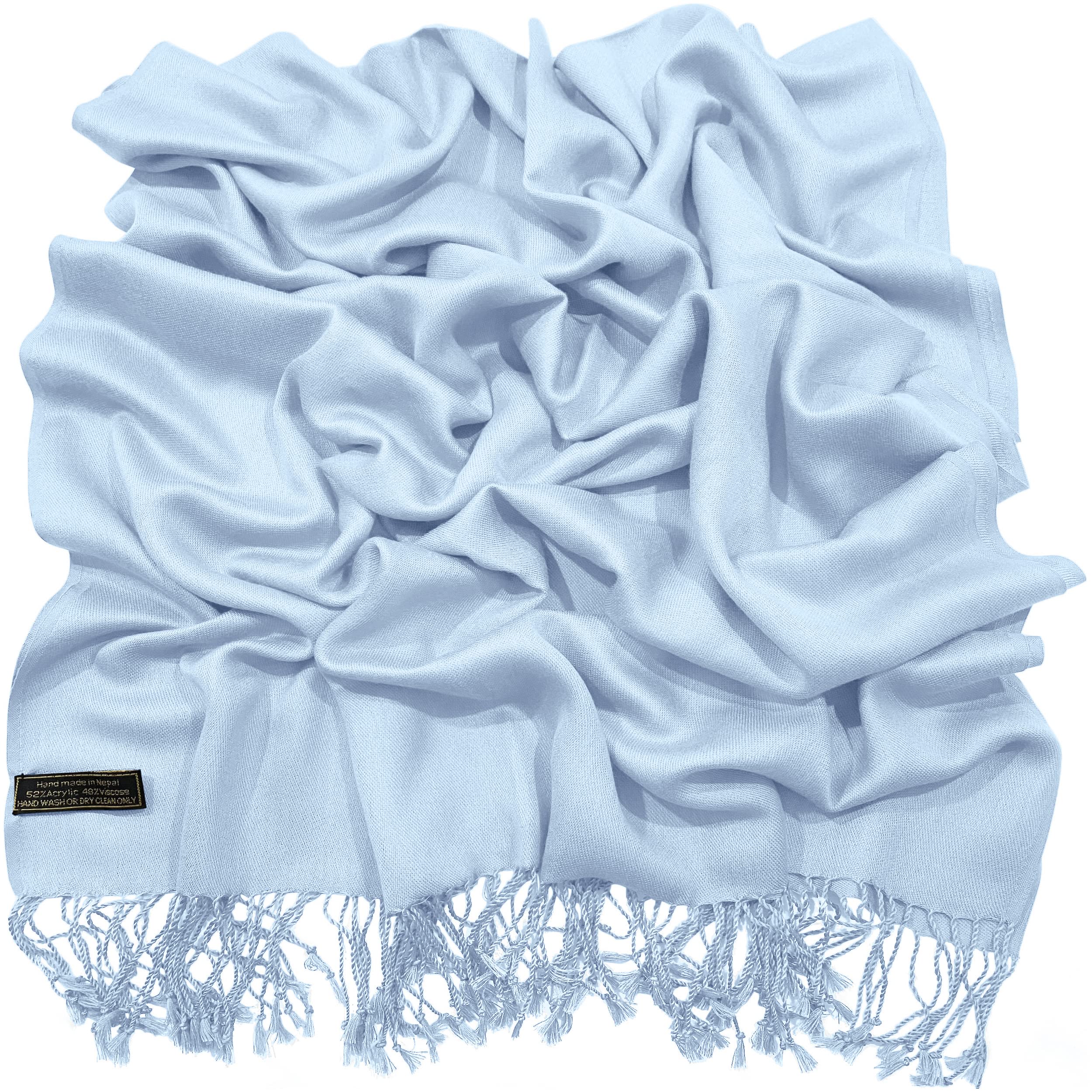 Stylish Solid Color Pashmina Shawl Scarf Wrap with Tassels - Soft Nepalese Stole for Women, Head Wrap & Face Cover - Perfect for Winter, Office, Travel & Special Occasions