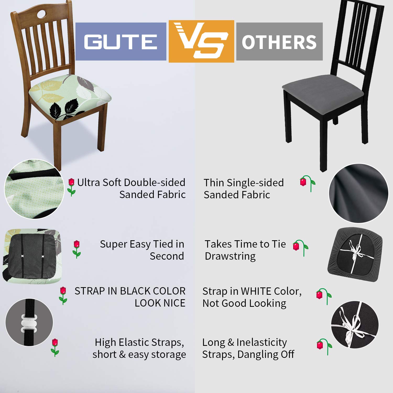 Stretch Printed Chair Covers with Elastic Ties & Buttons - Removable Washable Dining Chair Protector Slipcovers for Dining Room & Office (Green) - Perfect for Home Decor & Furniture Protection