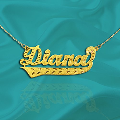 24K Gold Plated Sterling Silver Personalized Name Necklace - Custom Engraved Jewelry for Women - Mother's Day Gift, Bridesmaid Gift, Birthday Present - Perfect for Weddings, Anniversaries & Special Occasions - Handcrafted in USA