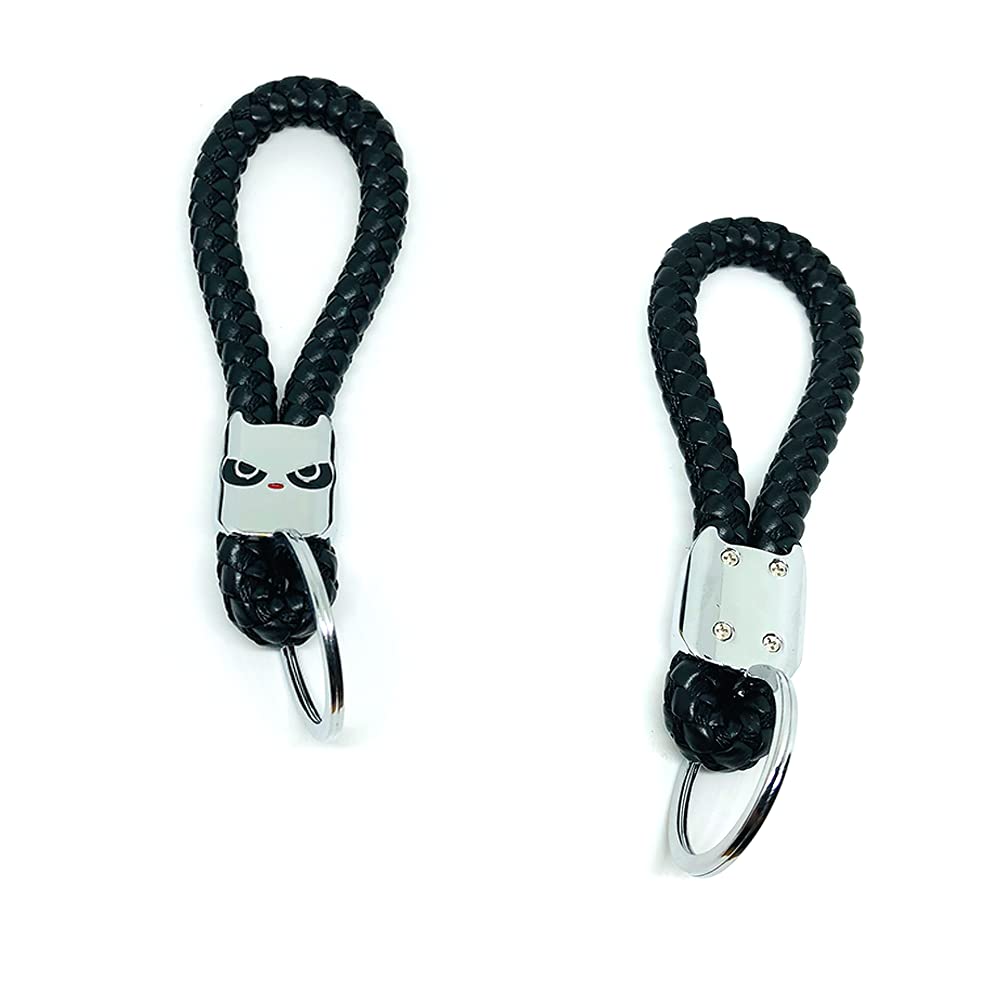 Braided Leather Key Ring - Detachable for Car Keys (Men & Women) - Devil Design for Everyday Use