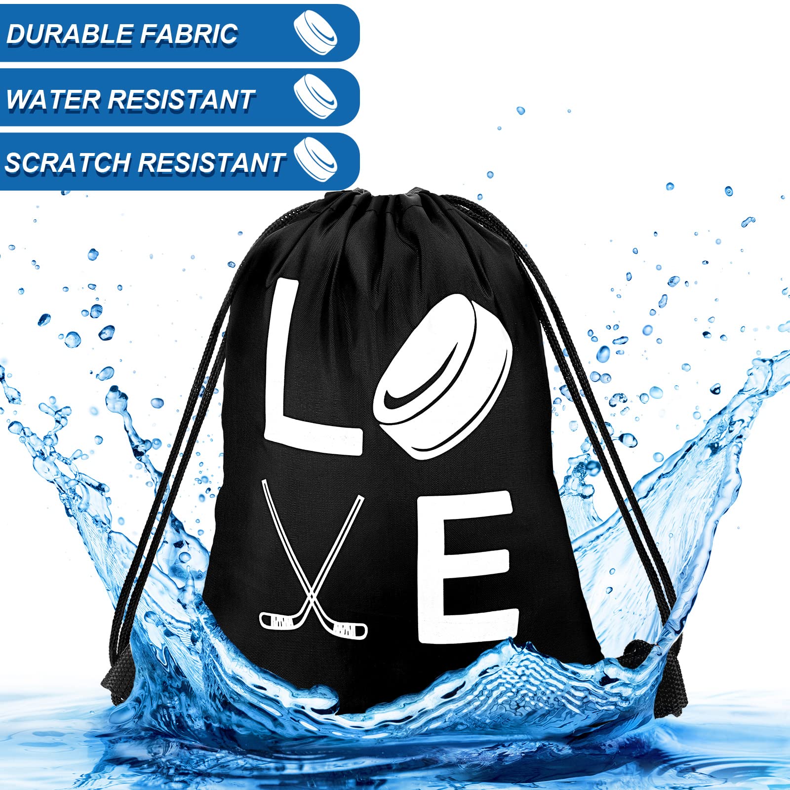 Sinmoe 6-Pack Large Hockey Gift Bags 13.4 x 16.9 Inches - Sports Drawstring Backpacks for Men & Women - Perfect for Hockey Parties, Gym, Shopping, Birthday Gifts, Travel & Yoga Events - Durable & Reusable Party Favors