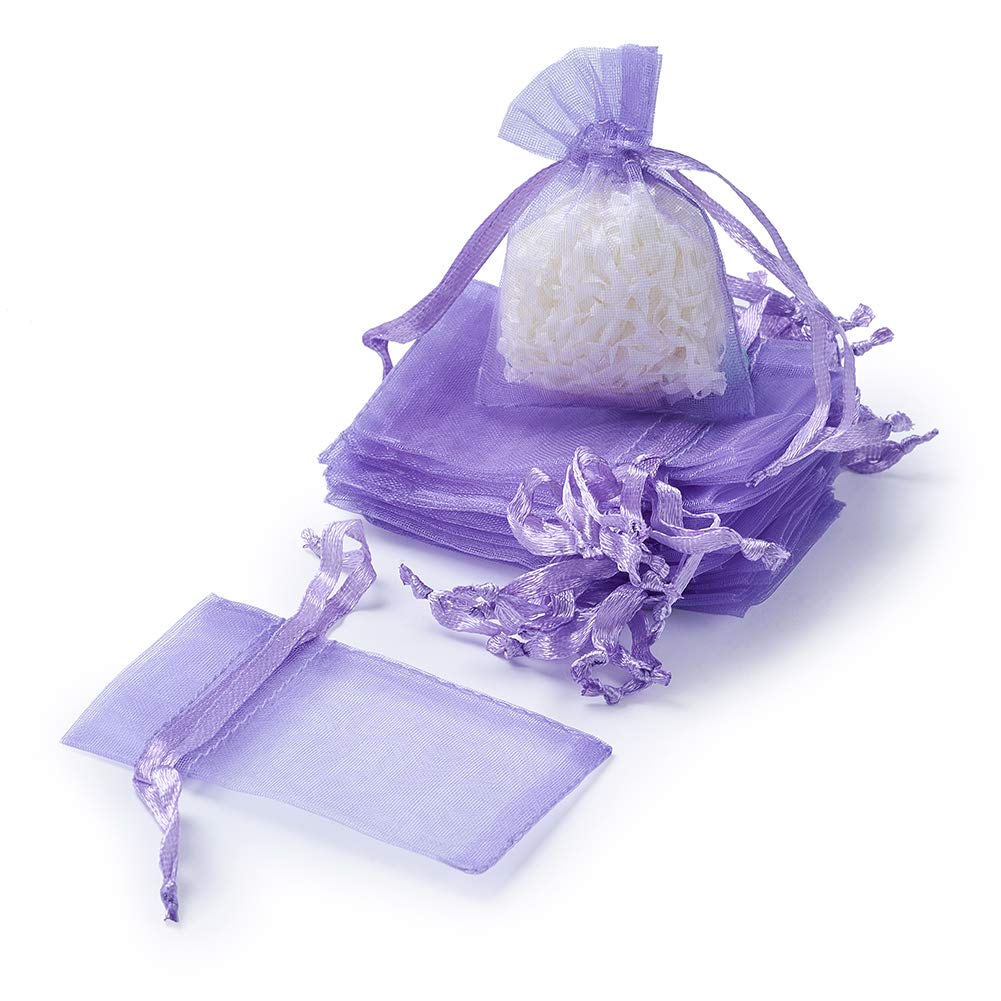 100 Pack Purple Organza Gift Bags 7x5cm - Satin Drawstring Pouches for Candy, Jewelry, Party Favors & Wedding Gifts | Elegant Packaging for Special Occasions