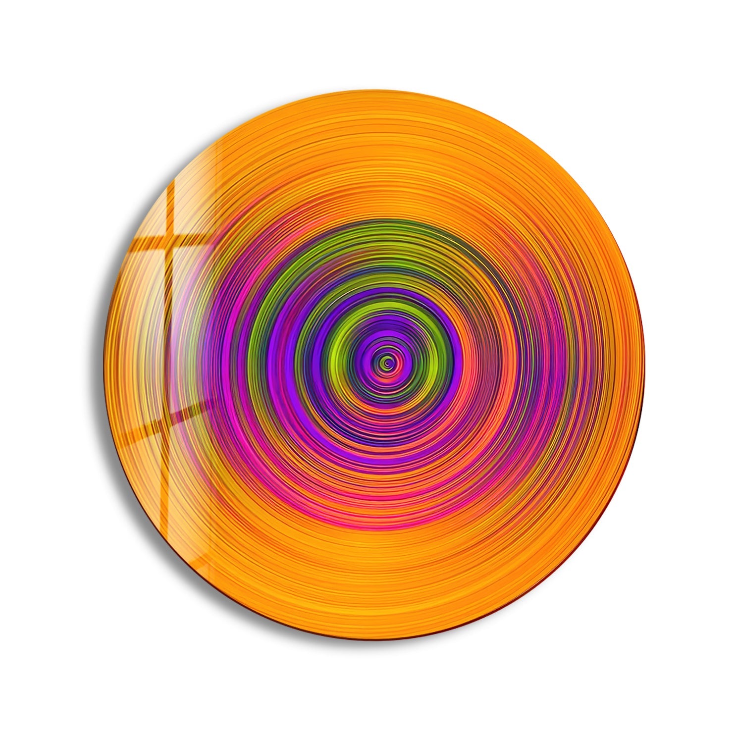 Vibrant Abstract Round Glass Wall Art - Colorful Twirl Circles Design for Modern Home & Office Decor