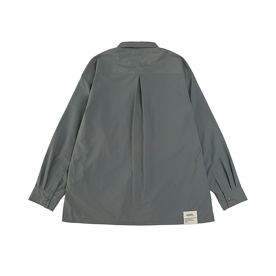ASUSL Men's Light Grey Nylon Zipper Pocket Shirt - Casual Wear for Outdoor Activities & Travel