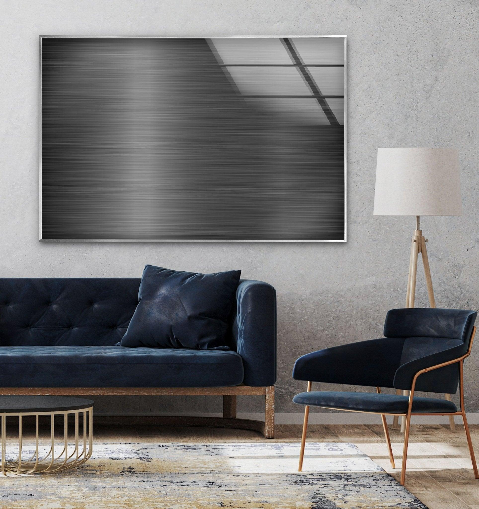 Modern Abstract Grey Glass Wall Art - Handmade Contemporary Home Decor for Living Room, Bedroom & Office