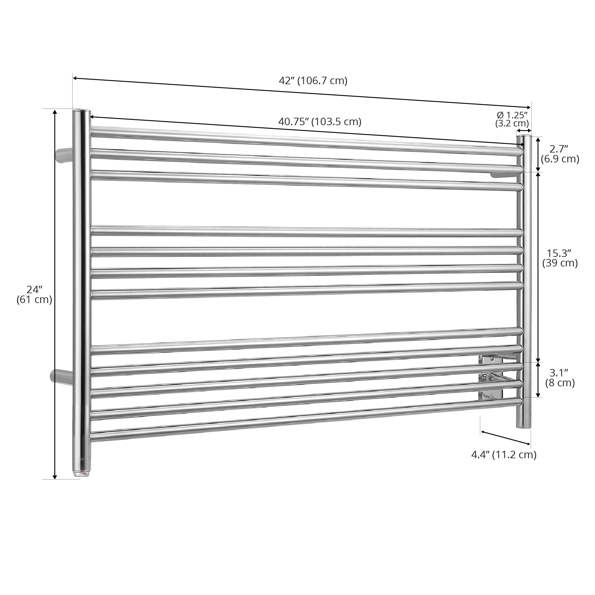 Ancona Amplia Dual 12 Bar Hardwired & Plug-in Chrome Towel Warmer - Premium Bathroom Heated Towel Rack for Spa, Luxury Home & Hotel Use