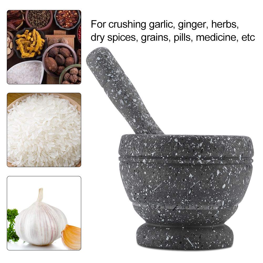 Premium Granite Mortar and Pestle Set - Manual Spice Grinder for Herbs, Garlic, Coffee Beans & Tea Leaves - Durable Kitchen Tool for Grinding, Crushing & Mixing - Perfect for Home Cooking, Baking & Herbal Remedies