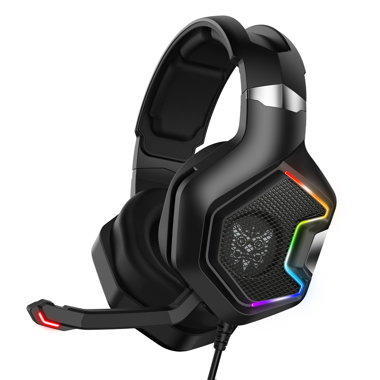 ONIKUMA K10 Pro Wired Gaming Headset with RGB Lights - Noise Cancelling Mic, Comfortable Ear Cushions for PC, PS4, Xbox - Perfect for Competitive Gaming & Late-Night Sessions