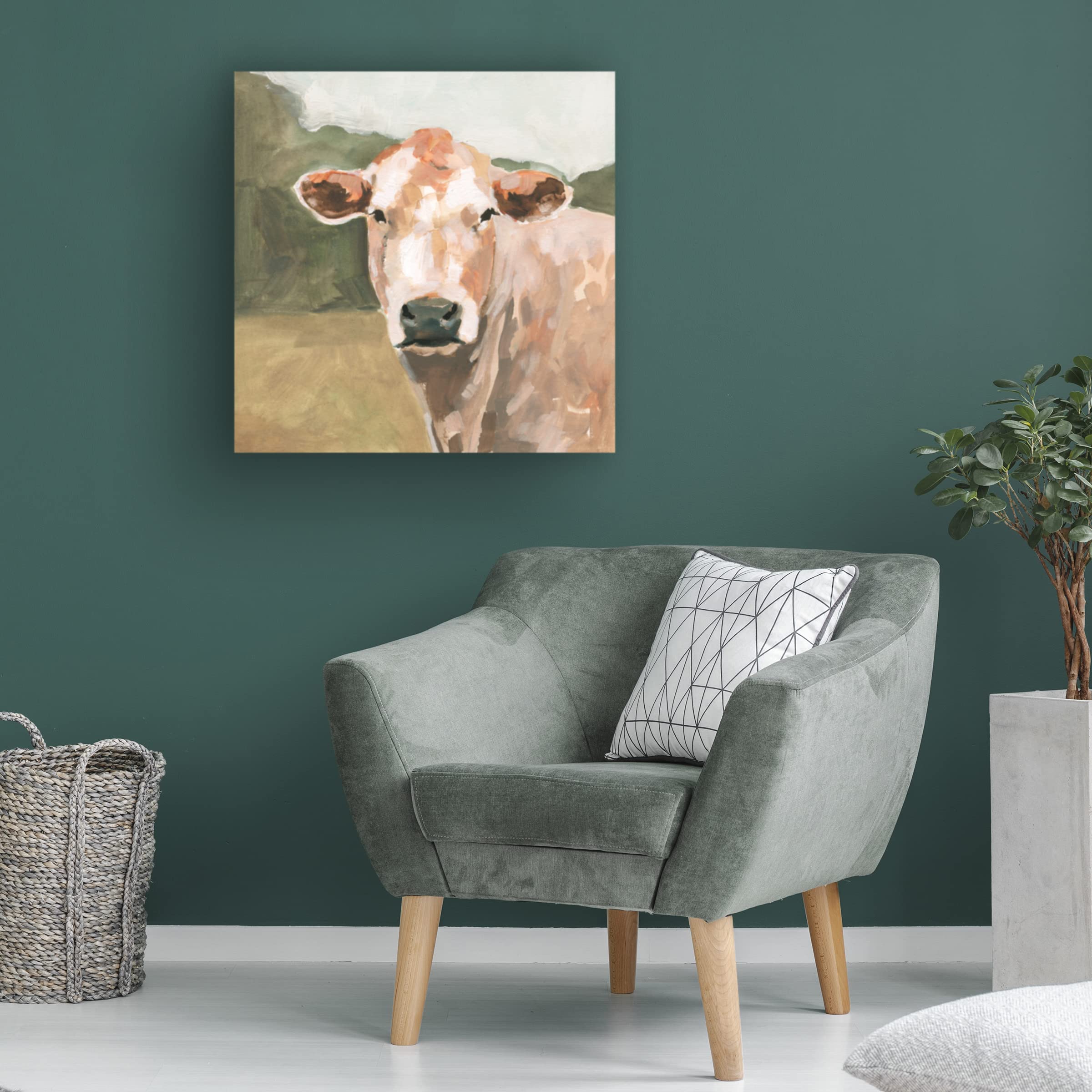 Victoria Barnes 'On The Pasture II' Canvas Wall Art Print - Landscape Pastoral Painting for Living Room, Bedroom & Office Decor