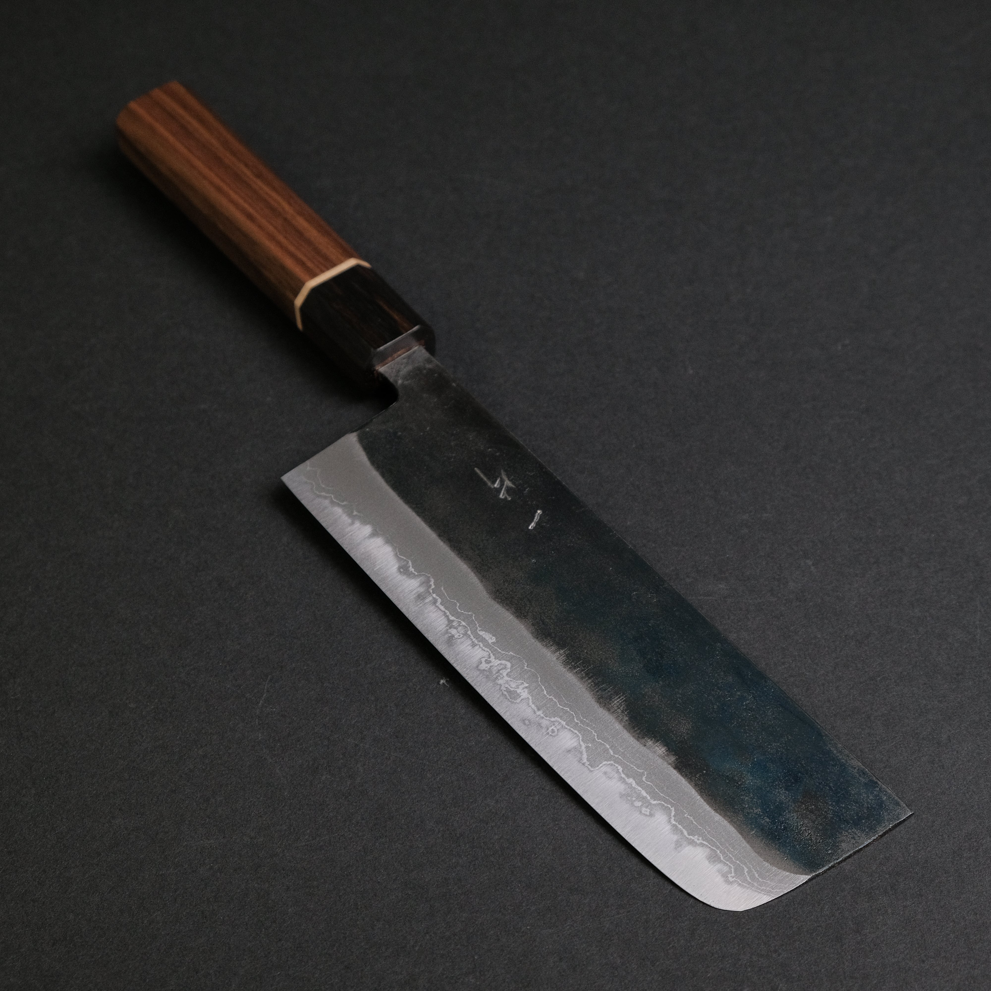 Hitohira Echizen NB White #2 Kurouchi Damascus Nakiri Knife 165mm - Premium Walnut Handle with Ziricote Ferrule - Japanese Chef Knife for Precision Vegetable Cutting & Slicing - Ideal for Home Cooks & Professional Kitchens