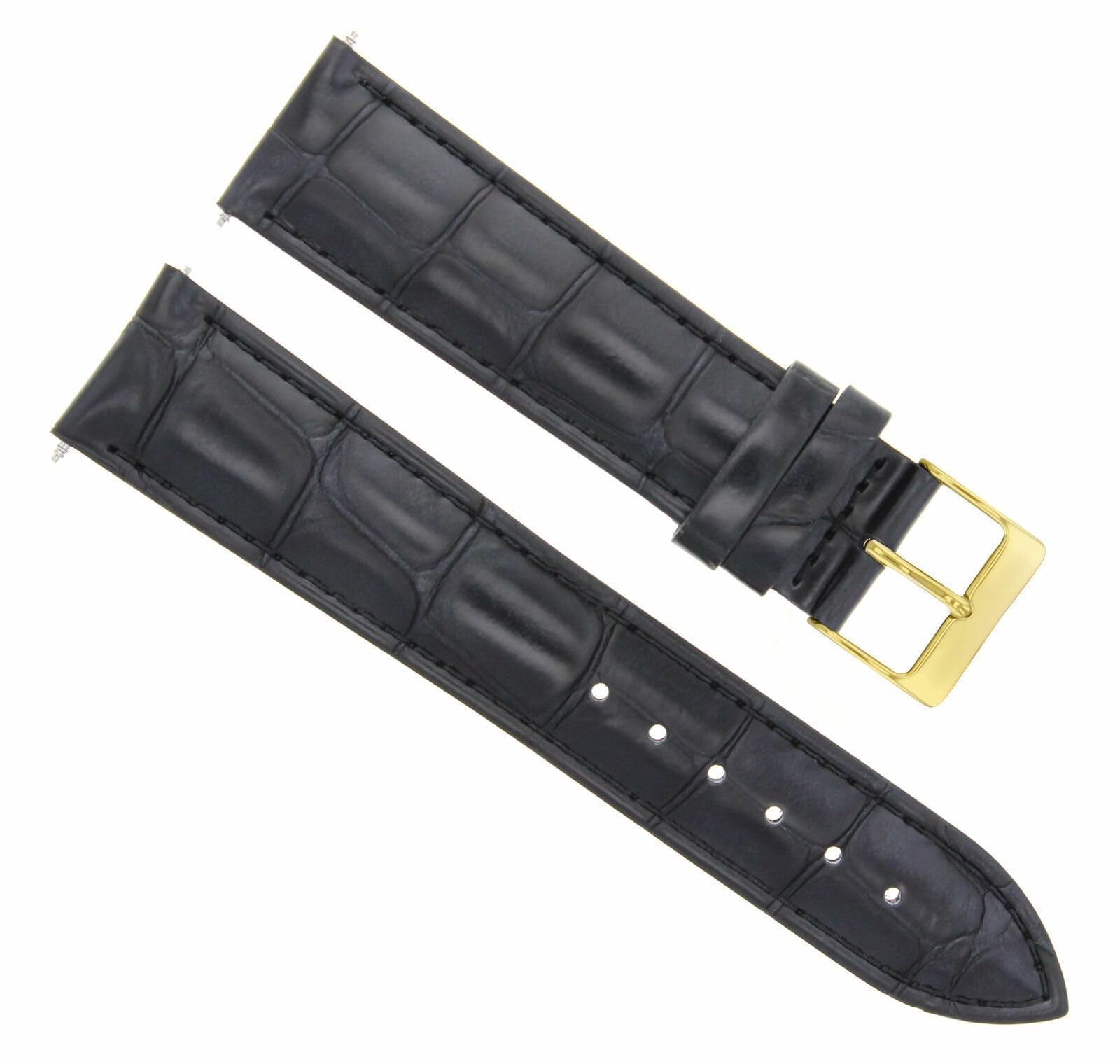 18mm Genuine Leather Watch Band Strap - Compatible with Jaeger-LeCoultre Watches - Black with Gold Buckle - Replacement Strap for Luxury Timepieces - Perfect for Business, Formal & Special Occasions