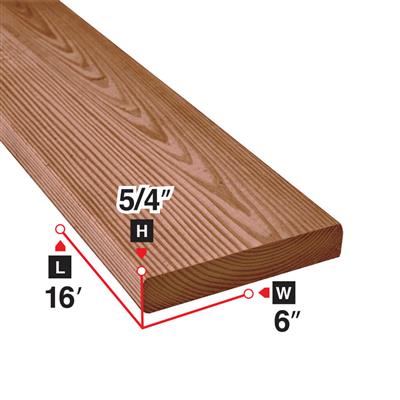 5/4 in. x 6 in. x 16 ft. Brown Pressure Treated Lumber - Durable Outdoor Wood for Decks, Fences & Landscaping Projects