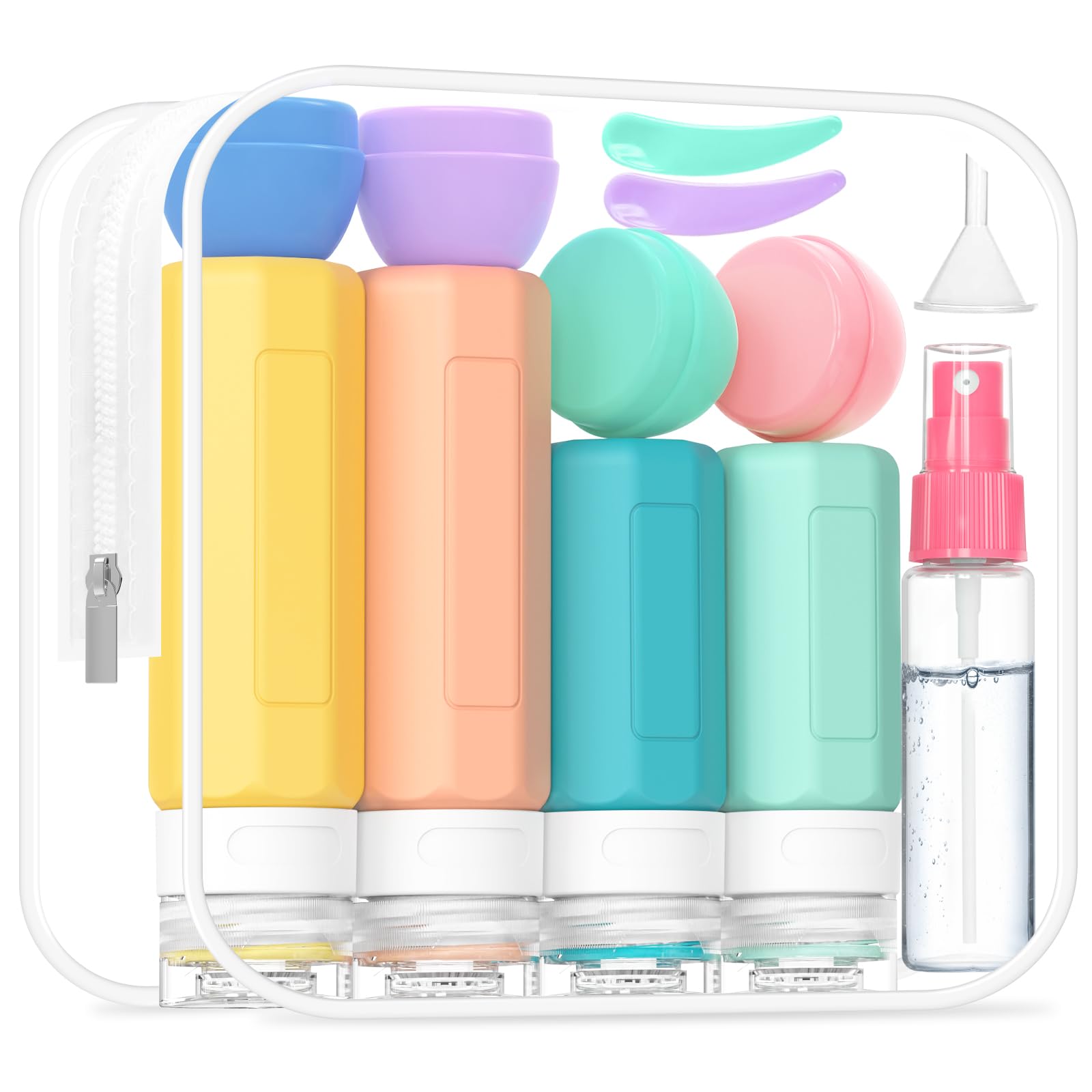 17 Pack TSA Approved Leak Proof Travel Bottles for Toiletries - BPA Free Squeezable Containers for Shampoo, Conditioner, Body Wash & Lotion (Colorful) - Perfect for Air Travel, Gym, Camping & Vacation Essentials