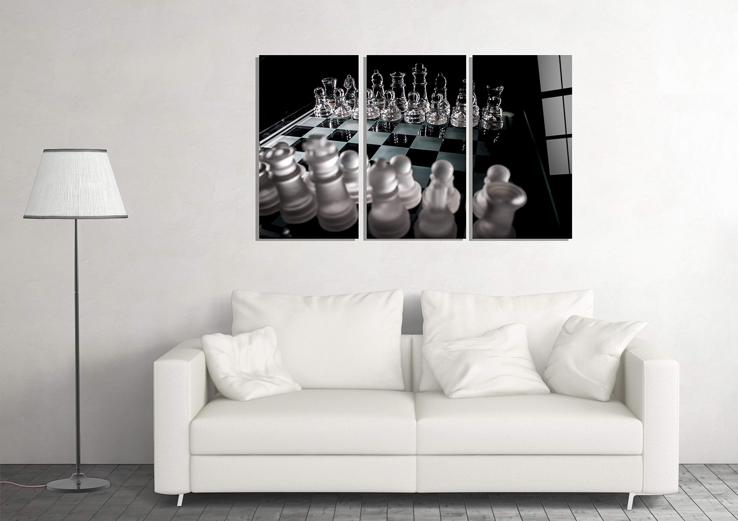 Premium Chess Game Photo Print Tempered Glass Wall Art - Elegant Home Decor & Luxury Gift for Chess Lovers - Perfect for Living Room, Office, or Game Room Decor