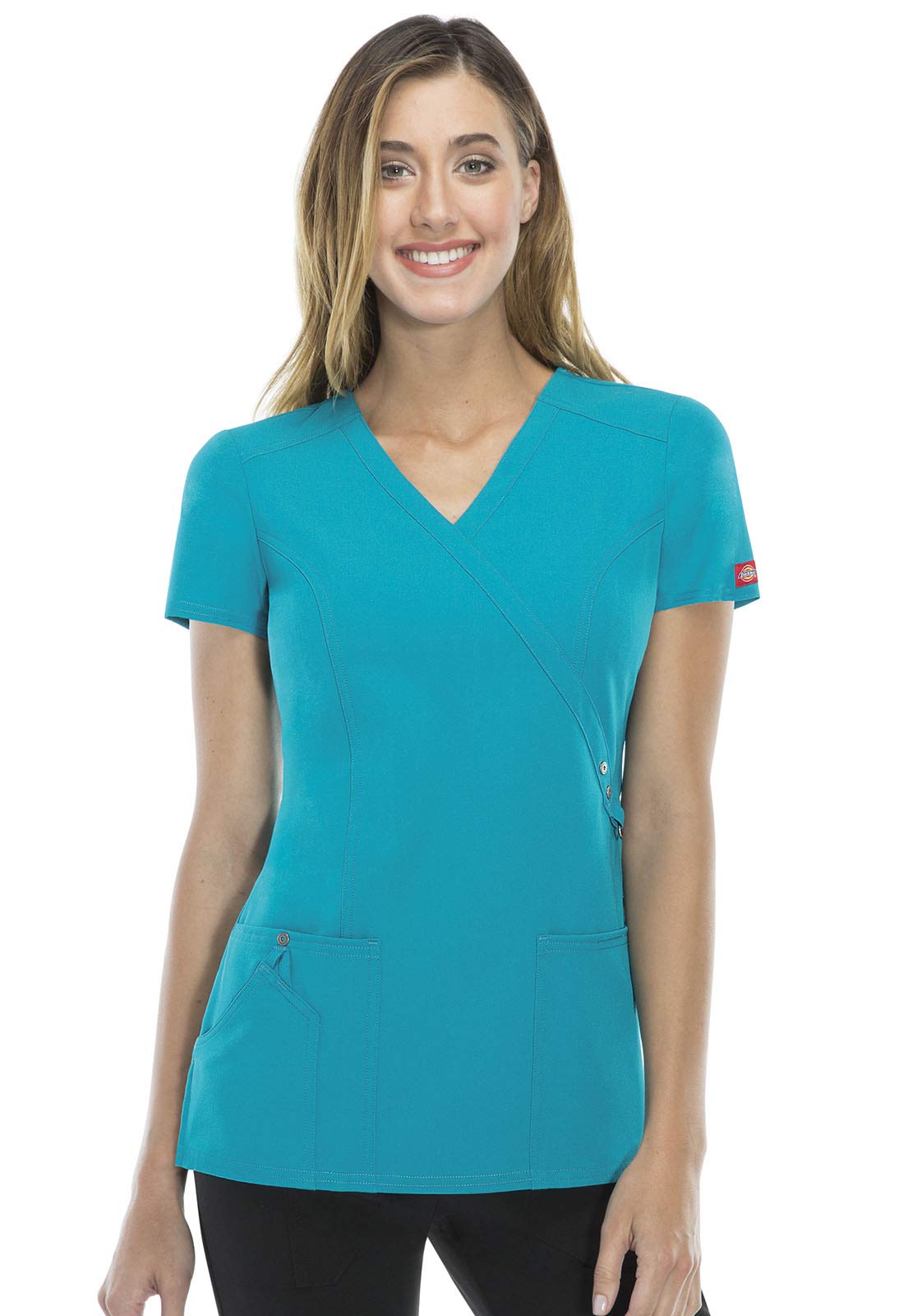 Dickies Women's Mock Wrap Top - Comfortable Workwear Blouse for Business Casual & Office Wear | Perfect for Nursing, Hospitality & Professional Settings