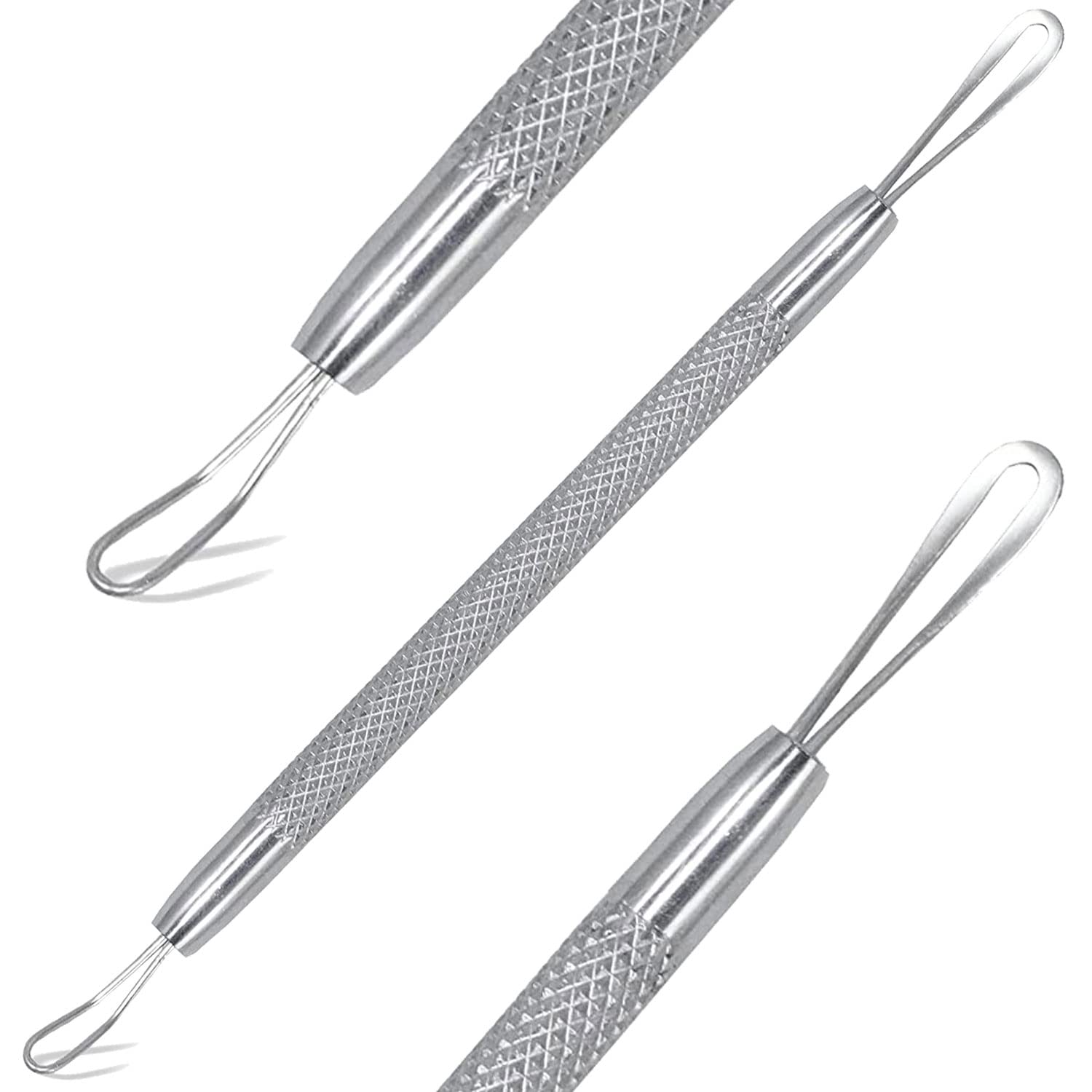 Professional Stainless Steel Blackhead & Whitehead Remover Tool - Double-Sided Pimple Popper for Acne, Blemish & Comedone Extraction - Non-Slip Grip for Safe Skincare - Perfect for Home Facial Care & Teen Acne Treatment