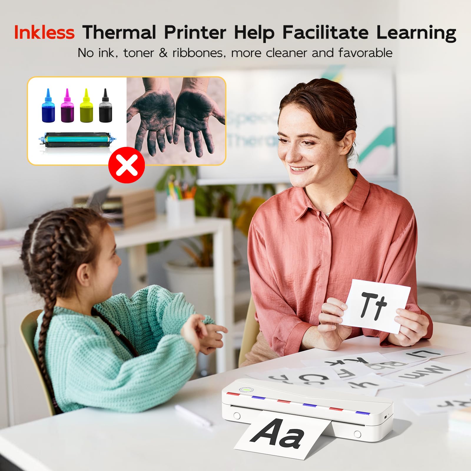 Phomemo Wireless Portable Thermal Printer - Bluetooth Inkless Printer for Travel & Office, Compatible with Phone & Laptop, Prints 8.5