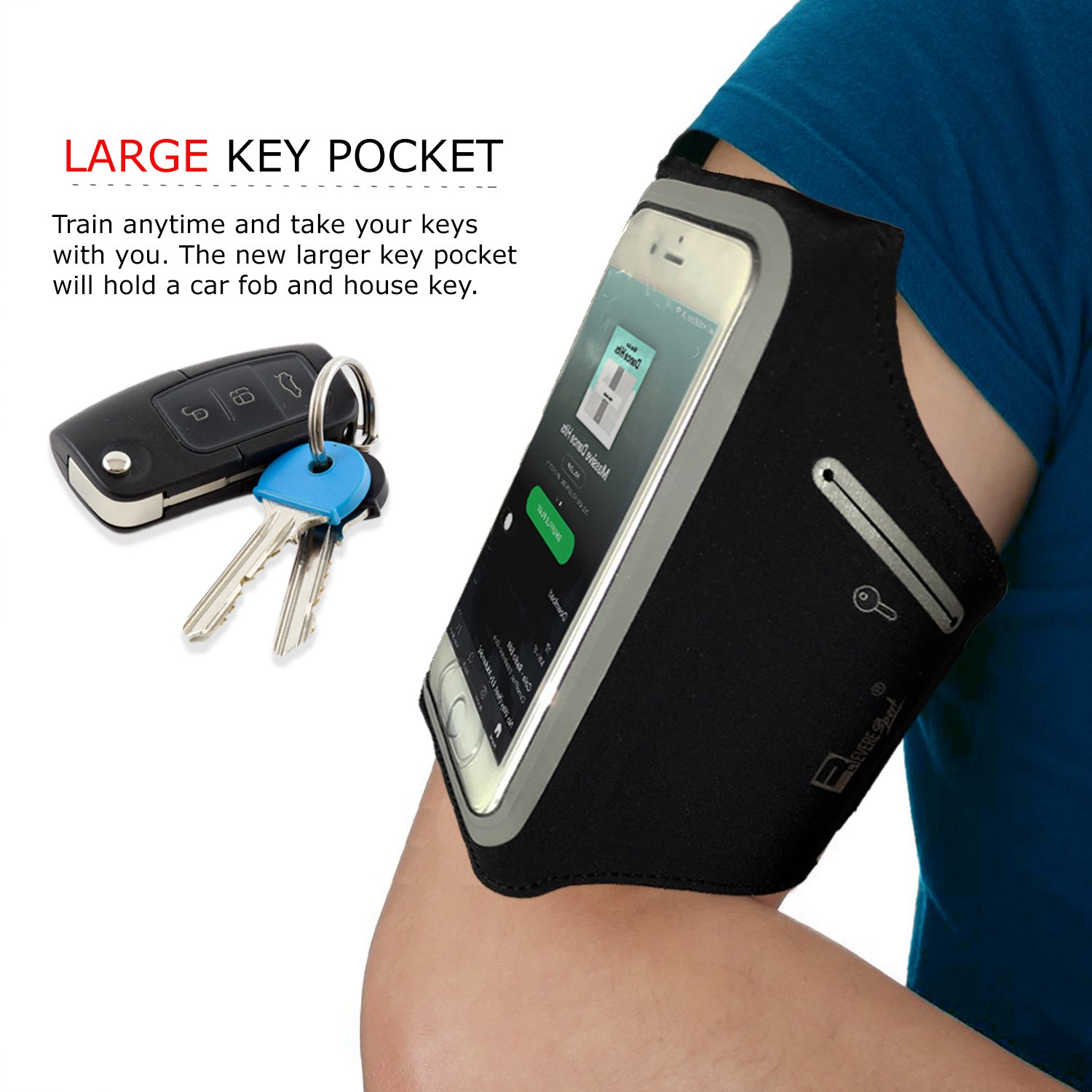 Waterproof iPhone Pro 16/15/14/13/12 Running Armband with Extra Pockets - Secure Phone Holder for Sports, Gym Workouts, Jogging & Outdoor Activities | Carry Keys, Cash & Credit Cards Safely