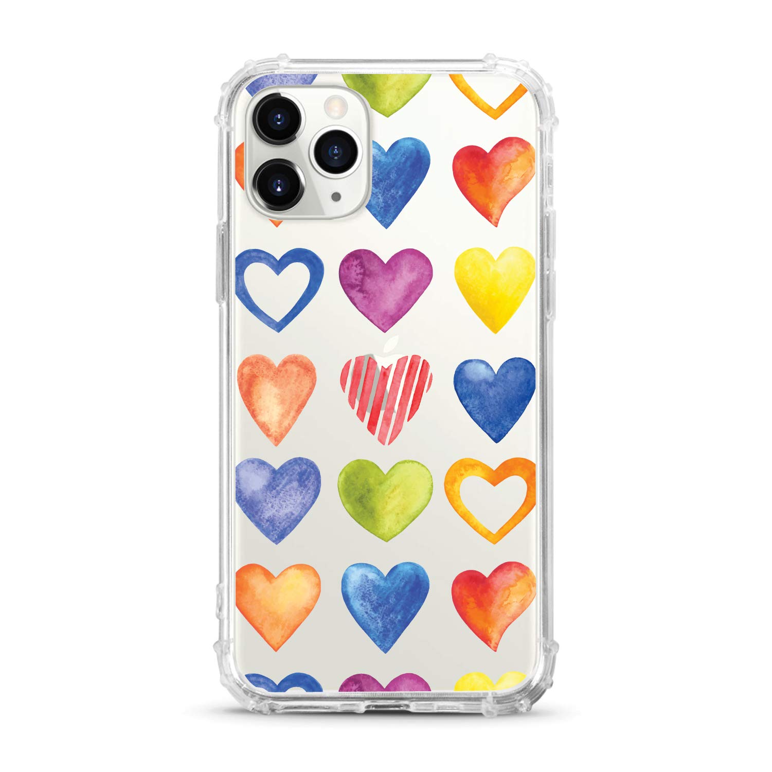 OTM Essentials Clear Tough Edge Phone Case for iPhone 11 Pro - Heart Design | Slim Protective Cover with Shock Absorption | Perfect for Everyday Use, Travel & Outdoor Activities