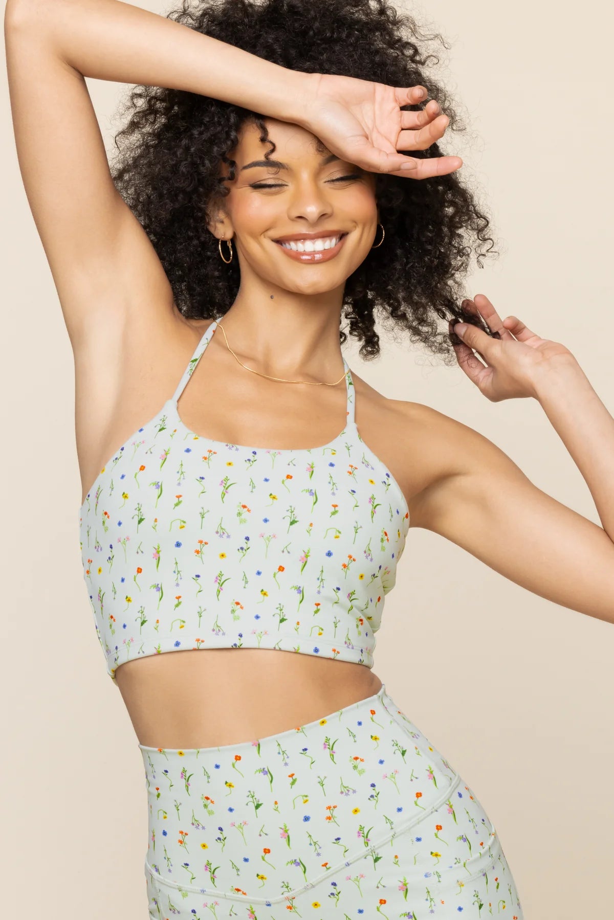 Flexy Crop Top for Women - Soft & Stretchy Meadow Print Summer T-Shirt | Casual Wear, Yoga, Beach Outfits
