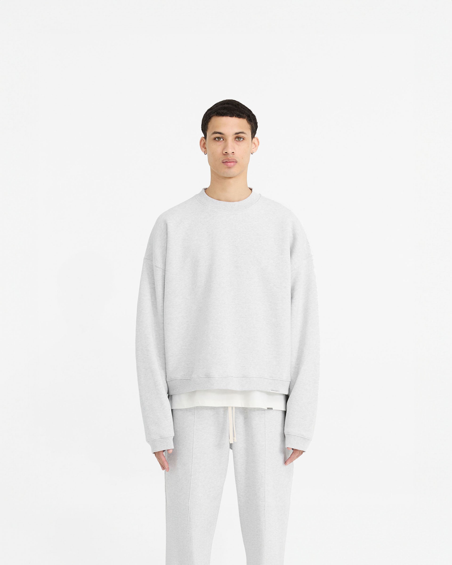 Initial Boxy Sweater in Ice Grey Marl - Oversized Casual Knit Pullover for Women | Perfect for Fall Layering, Cozy Outfits & Everyday Wear