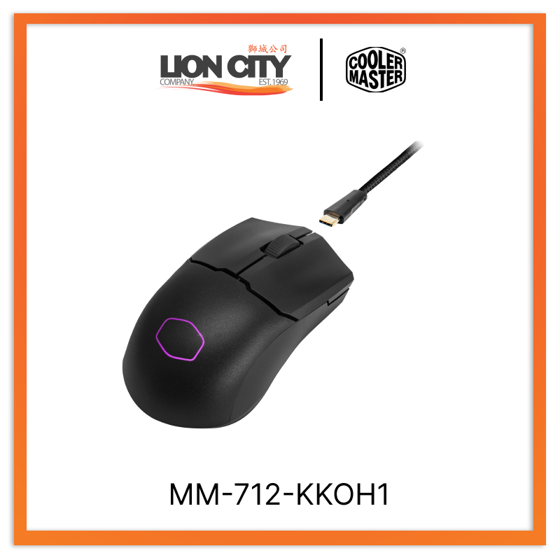 Cooler Master MM712 Wireless RGB Gaming Mouse - Lightweight, 8000 DPI, Bluetooth & 2.4GHz - Perfect for FPS, MOBA & PC Gaming (Black)