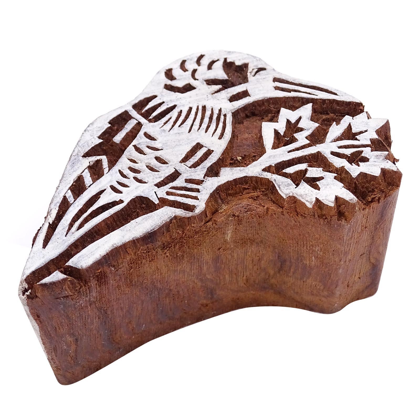 Hand Carved Wooden Printing Block - Bird Art Design for Textile Stamping, DIY Fabric Printing, Scrapbooking & Home Decor Crafts