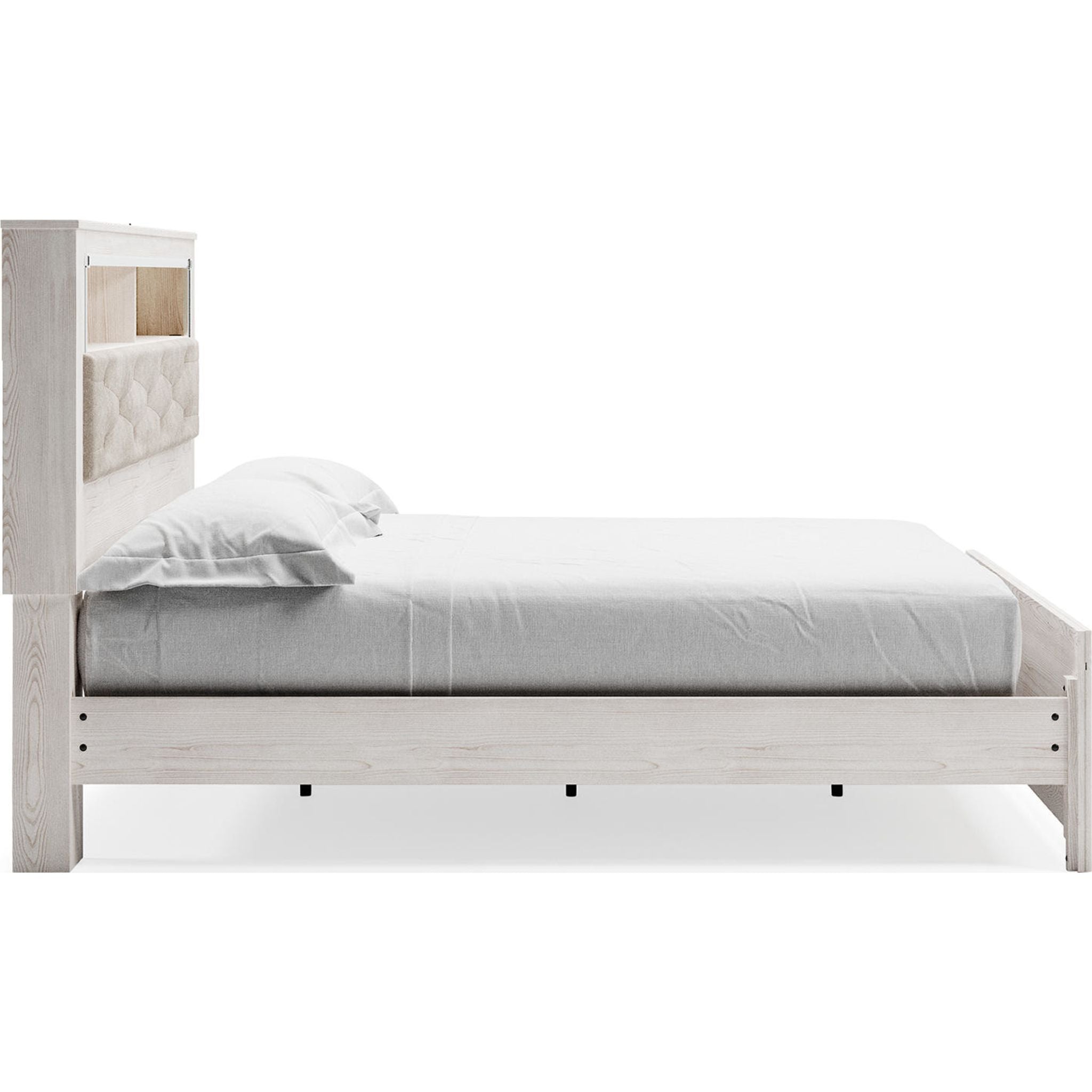 Altyra Modern Bookcase Platform Bed with Storage - Wooden Bookshelf Headboard & Underbed Storage - Perfect for Small Bedrooms, Studio Apartments & Dorm Rooms