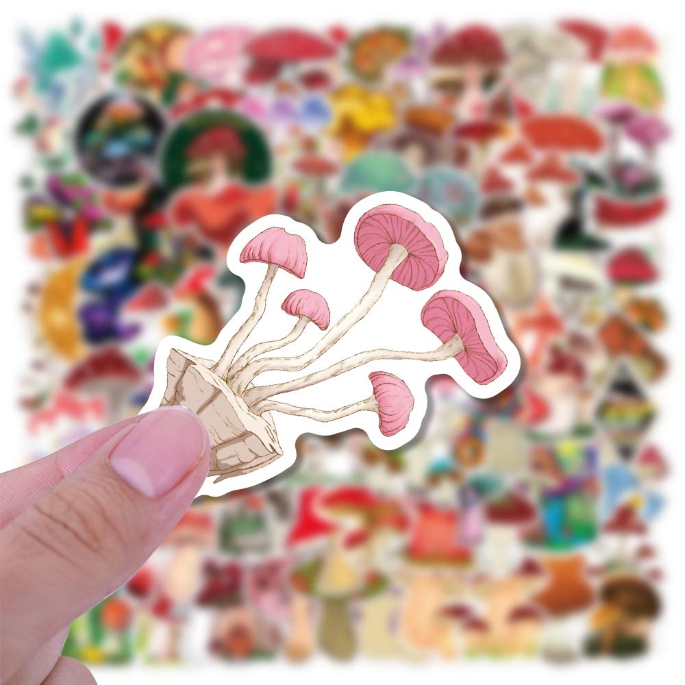 100Pcs Waterproof Mushroom Stickers Pack - Vinyl Decals for Hydro Flask, Water Bottles, Laptops, MacBook, Phone Cases - Perfect for DIY Crafts, Scrapbooking & Personalizing Accessories