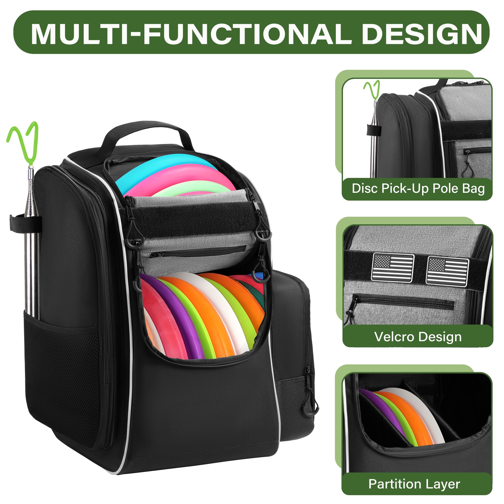 **Himal Outdoors Disc Golf Backpack – Large Capacity Holds 30+ Discs, Durable Waterproof Golf Bag with Insulated Cooler Side Pocket – Perfect for Tournaments & Outdoor Play**