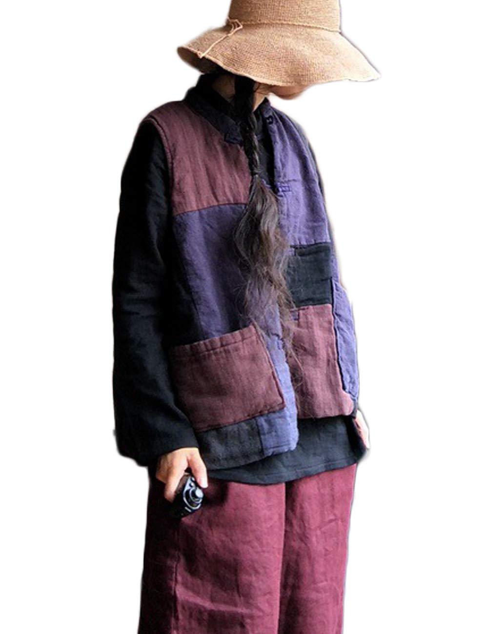 Women's Lightweight Padded Vest - Single Breasted Patchwork Design with Random Colors | Perfect for Fall Layering, Outdoor Activities & Casual Fashion