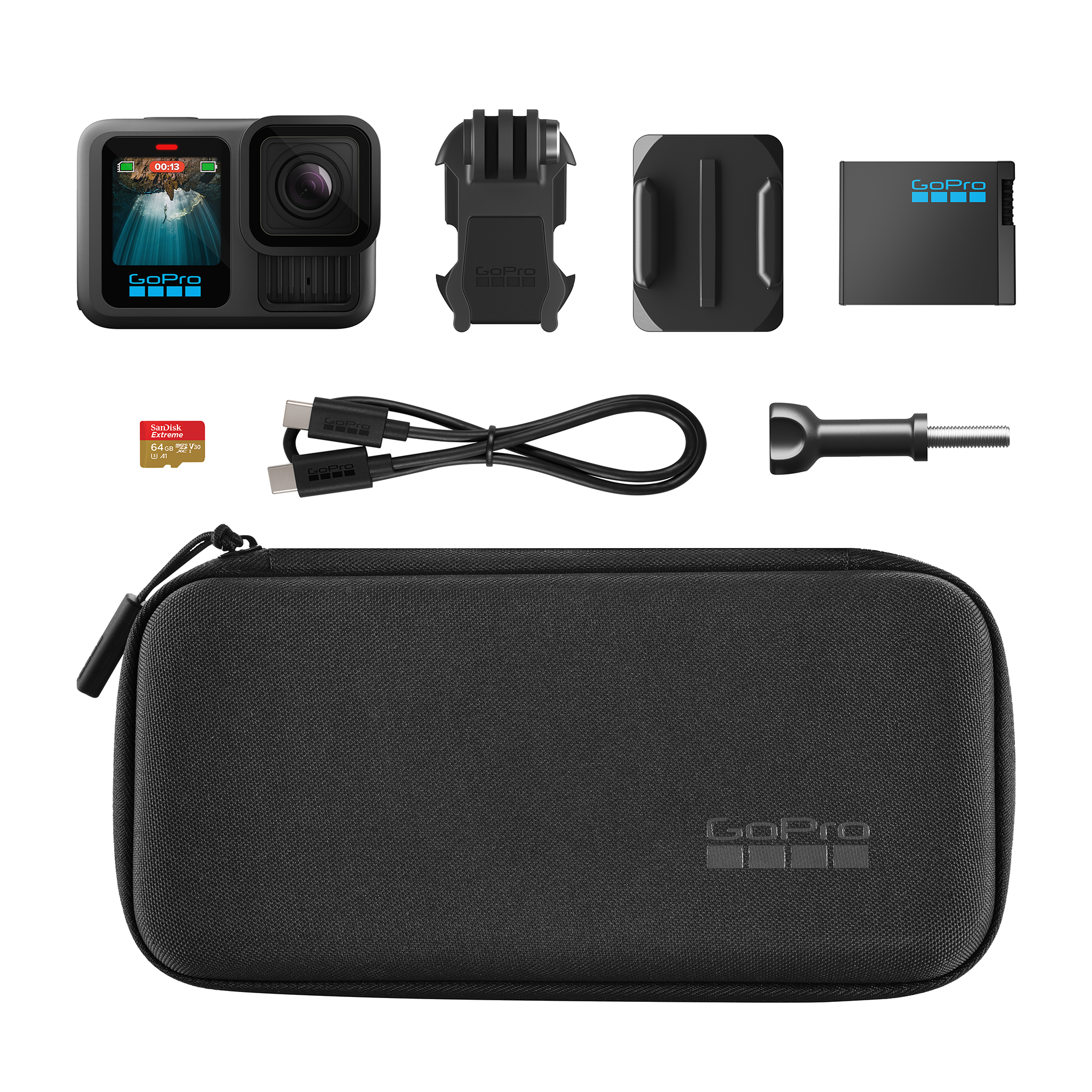 GoPro HERO13 Black Action Camera Bundle with Accessories - 4K Video, Waterproof, Stabilization for Adventure Sports, Travel Vlogging & Underwater Photography