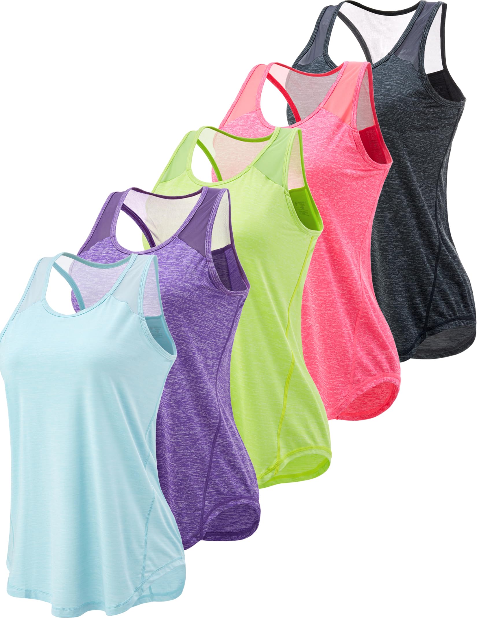 5 Pack Women's Workout Tops - Breathable Racerback Tank Tops for Yoga, Gym & Running | Moisture-Wicking Athletic Shirts for Women | Perfect for Fitness, Cardio & Summer Workouts