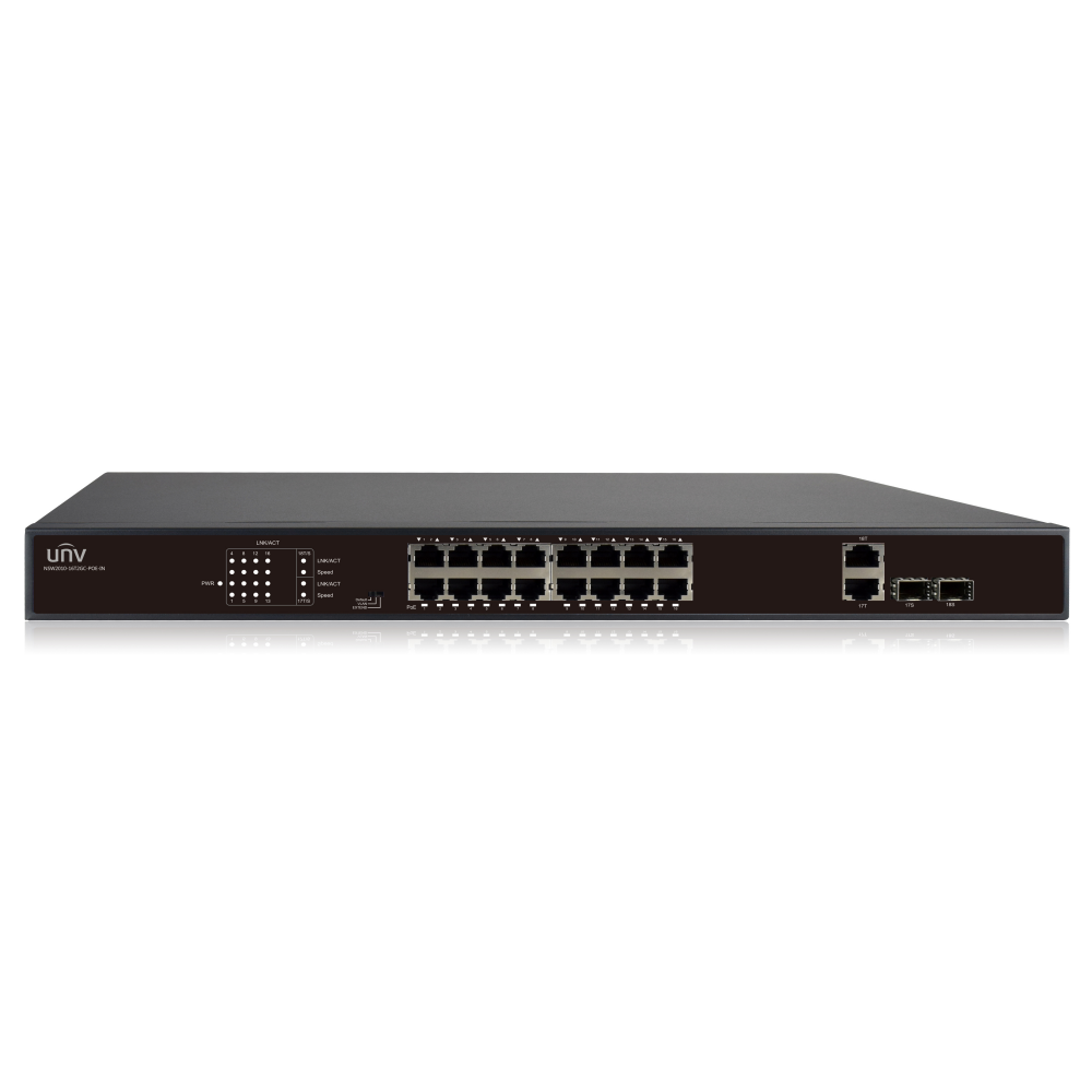 Uniview NSW2010 16-Port Gigabit PoE Switch with 16T2GC - 16 Ports 802.3af/at Power Over Ethernet Network Switch for IP Cameras, VoIP Phones & Wireless Access Points | Ideal for Home Security & Office Networking