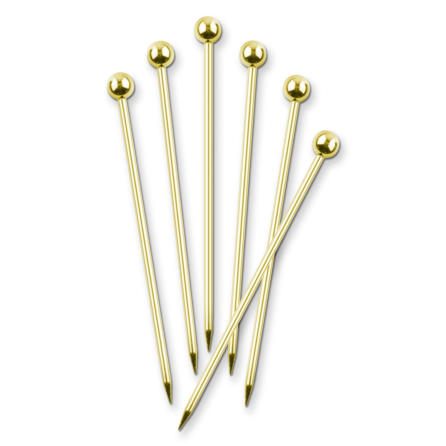 Premium Stainless Steel Cocktail Picks with Elegant Brass Finish - Set of 6 for Martini, Olive, Garnish & Party Drink Decorations