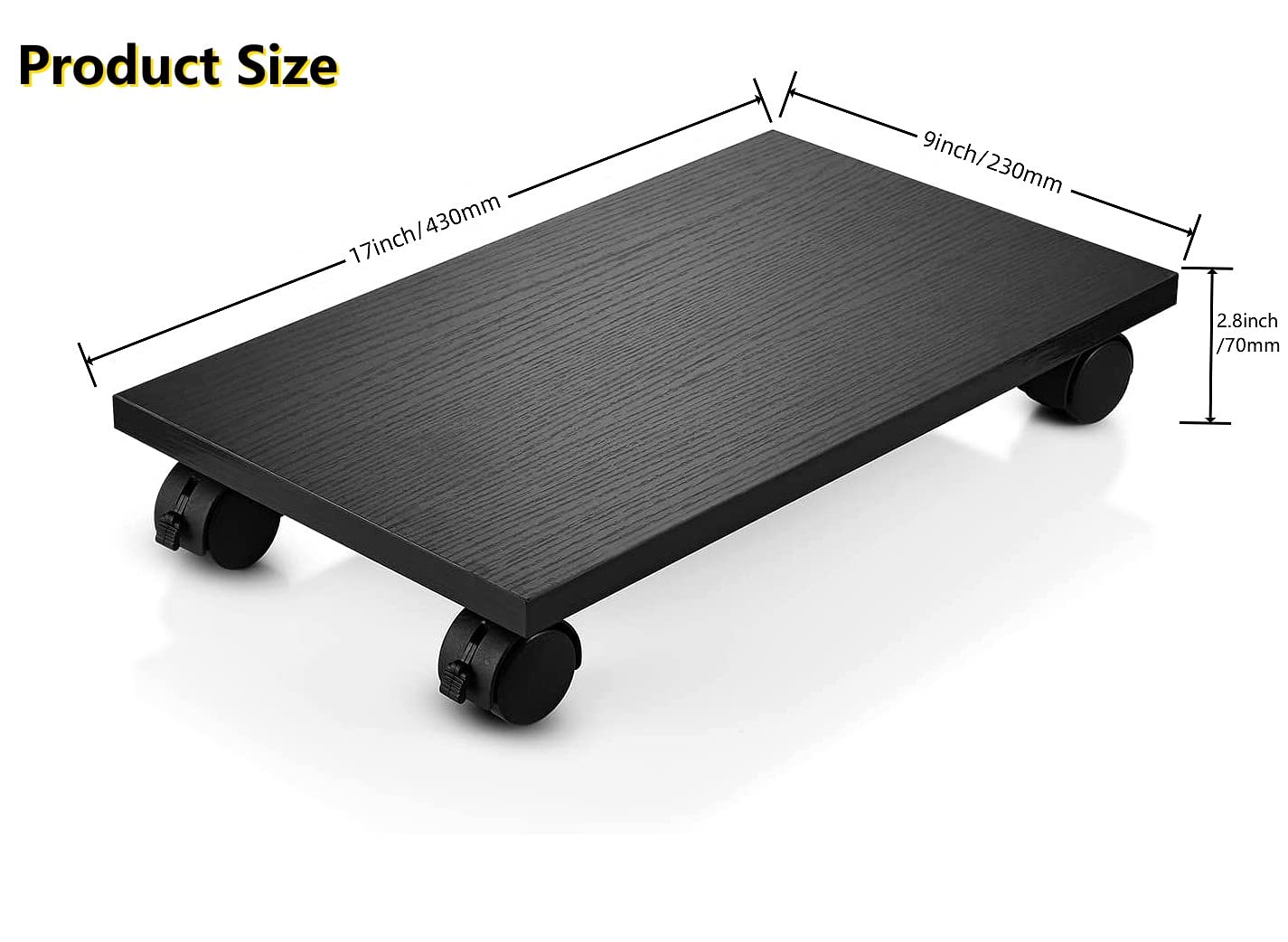 CPU Stand Computer Tower Cart with 4 Caster Wheels - Under Desk PC Stand Holder for Gaming & Office Setup | Space-Saving Computer Storage Solution