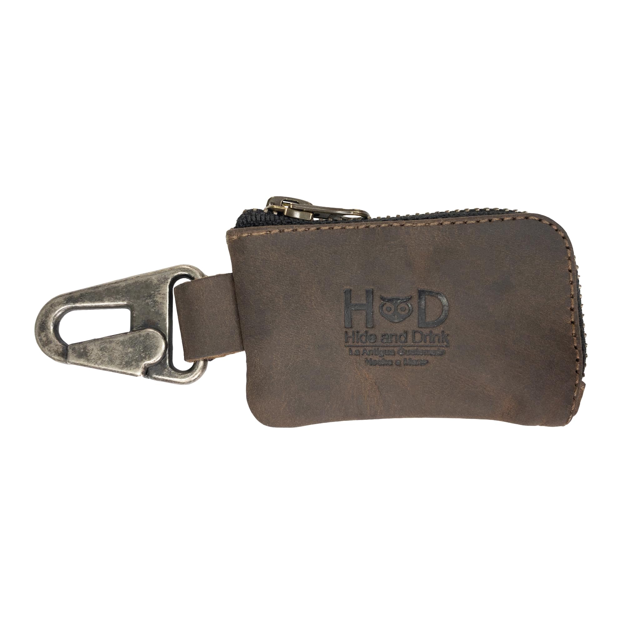 Hide & Drink Handmade Full Grain Leather Car Key Holder & Coin Purse for Belt Loop - Bourbon Brown | Durable Wallet Accessory for Men & Women | Perfect for Keys, Coins, Cards & Everyday Carry (EDC)