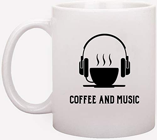 Funny Quote Coffee and Music Ceramic Mug - 11oz Insulated Coffee Cup for Hot & Cold Drinks, Best Gift for Coffee Lovers, Office Use, Home Decor, and Relaxing Music Time