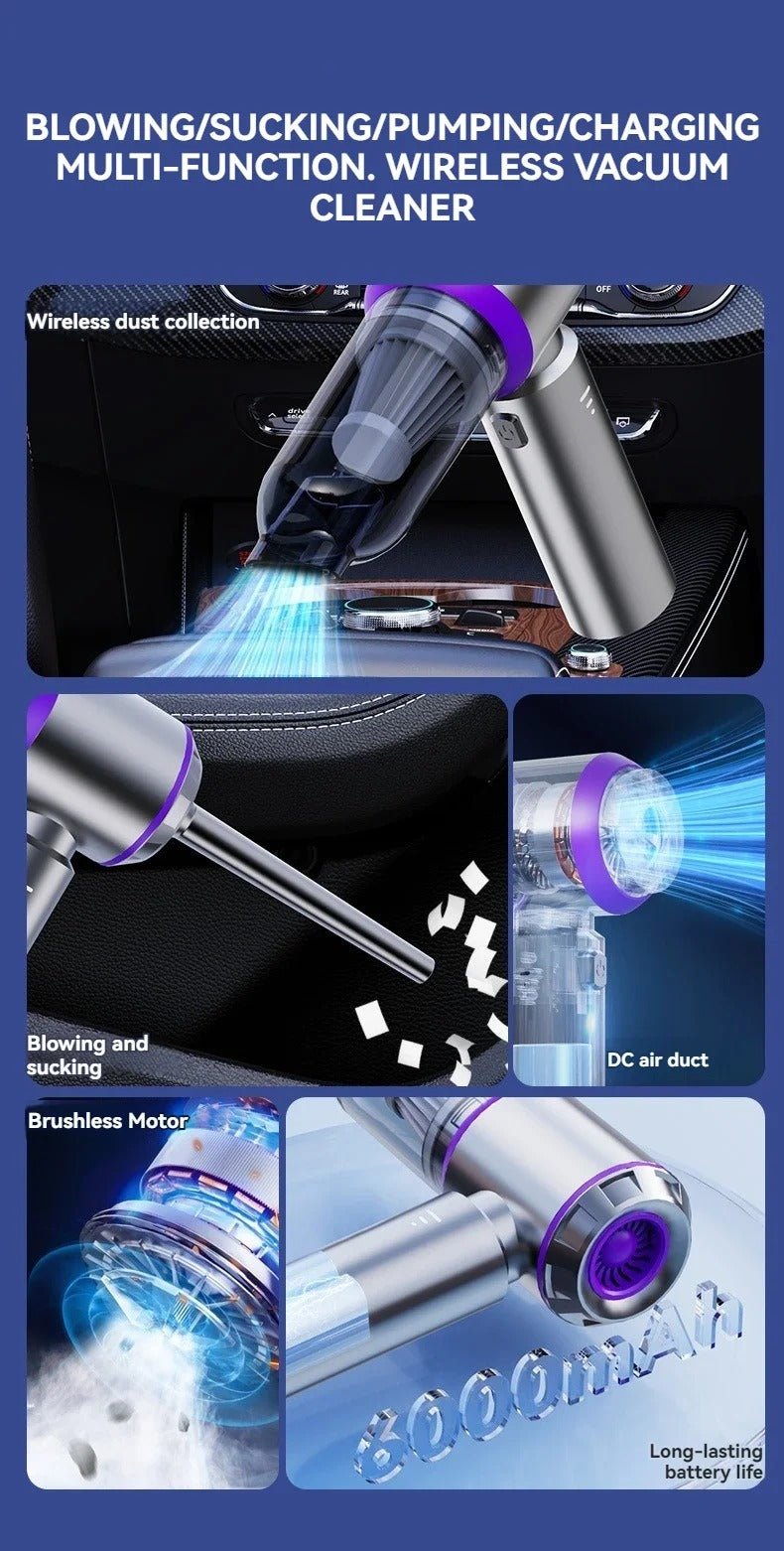 ANYCO Anymob 2-in-1 Mini Handheld Vacuum Cleaner - Portable Cordless Car & Home Vacuum for Pet Hair, Dust, Crumbs - Compact Grey Cleaning Tool for Cars, Sofas, Desks & Small Spaces
