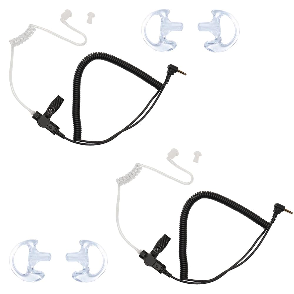 BVMAG 3.5mm Surveillance Earpiece Headset - 2 Pack Acoustic Tube Earpieces for Walkie Talkie & Two-Way Radios - Clear Audio for Law Enforcement, Security Guards & Event Staff - Discreet Communication Solution for Professional Use