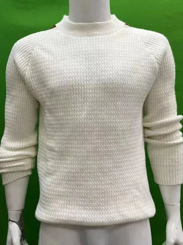 Stylish Contrast Casual Men's Sweater Pullover - Comfortable & Trendy Knitwear for Everyday Wear, Office, and Outdoor Activities