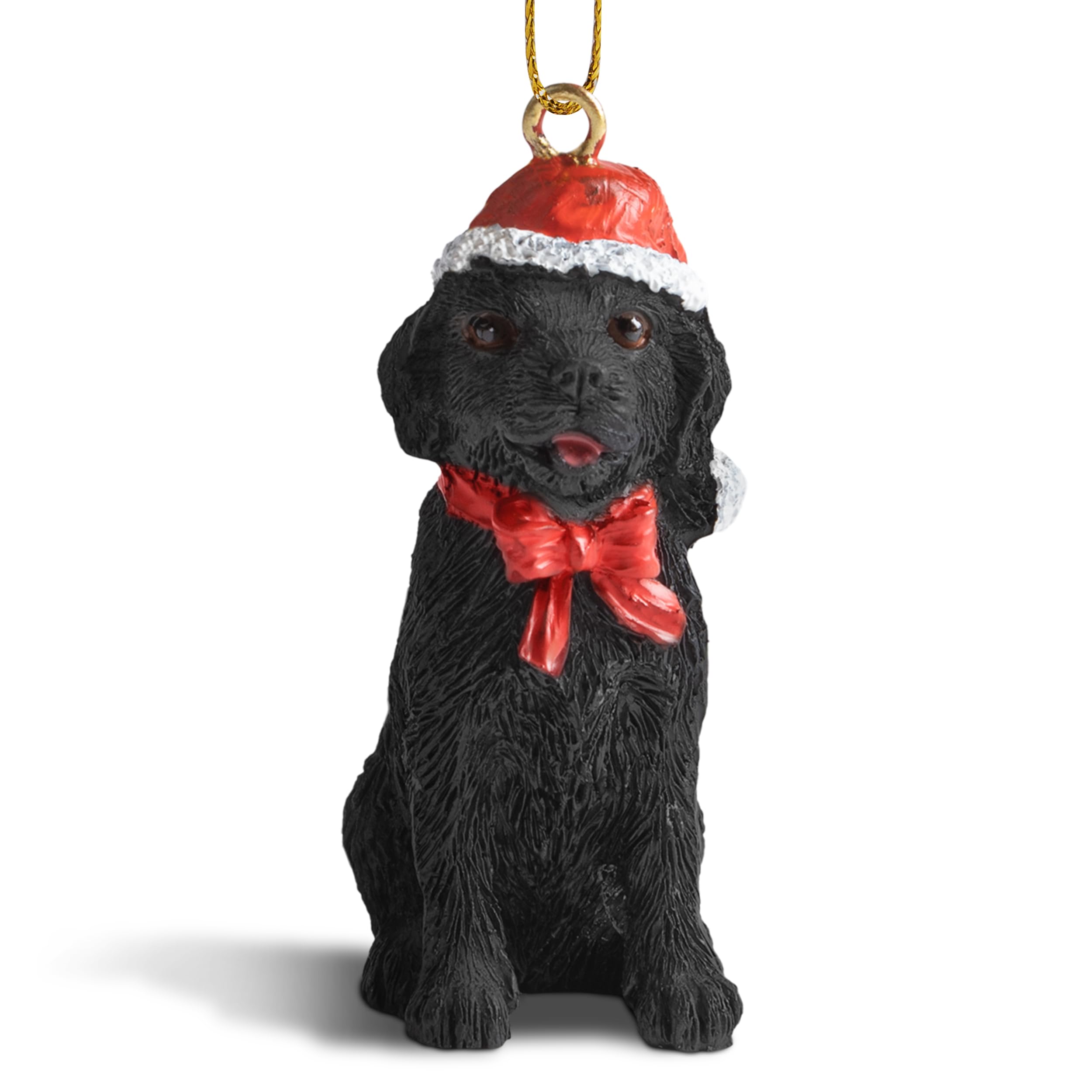 Black Lab Dog Figurine Christmas Ornaments with Santa Hat - Handmade Holiday Decor for Tree, Gift, and Festive Home Decorations