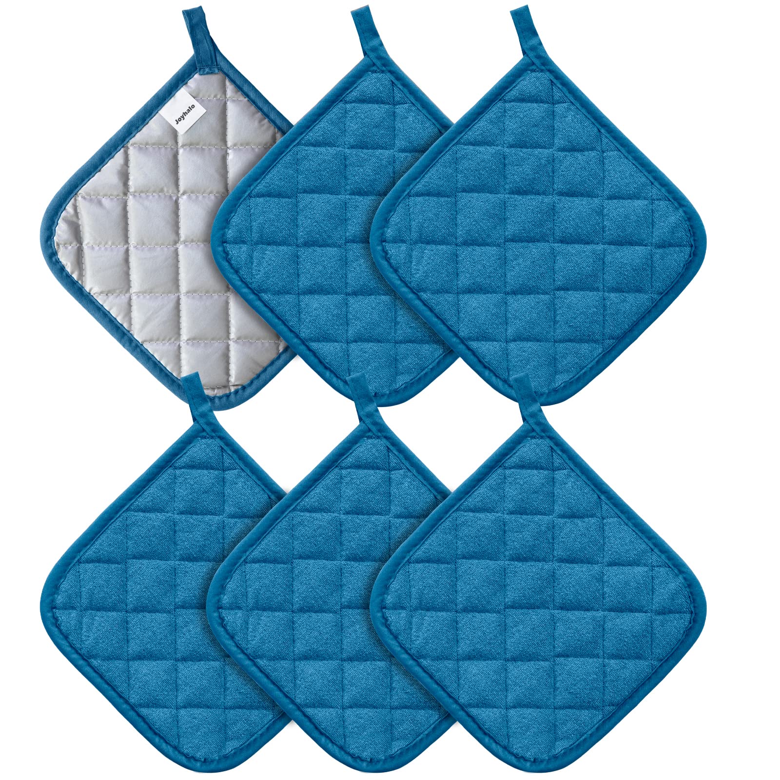 Joyhalo 6 Pack Heat Resistant Kitchen Pot Holders - Oven Mitts & Hot Pads Set for Cooking, Baking & Grilling - Terry Cloth Oven Gloves for Stove, BBQ & Hot Dishes