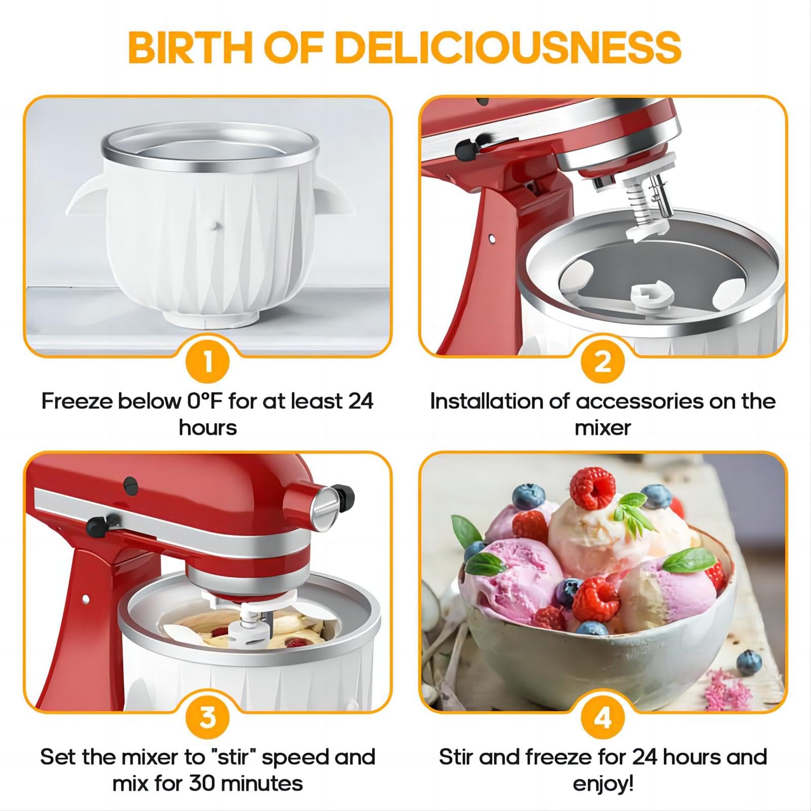 KitchenAid Ice Cream Maker Attachment - Compatible with 4.5 Qt & Larger Stand Mixers | Homemade Ice Cream, Gelato & Sorbet Maker | Perfect for Summer Treats & Family Desserts